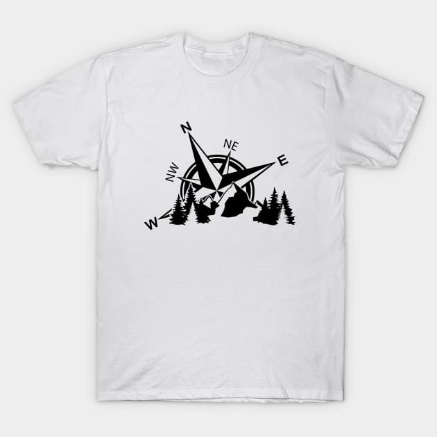 Compass and Mountains T-Shirt by CB Creative Images